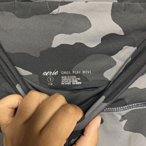 Aerie Camo Gray High Waisted Leggings Small Womens Black - Picture 2 of 4